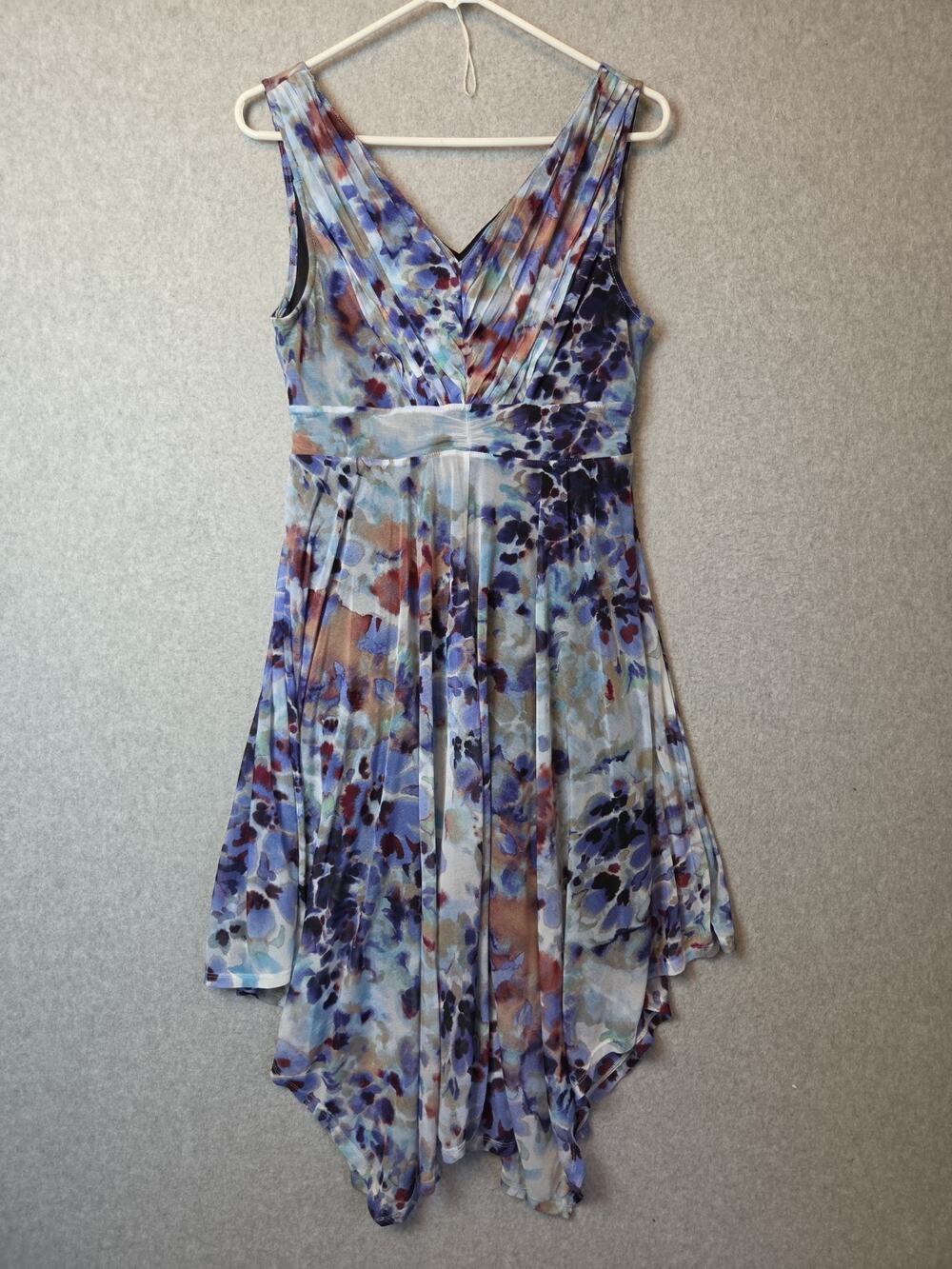 Simply Vera Vera Wang Blue Floral Handkerchief Knee Length Dress Women's Medium